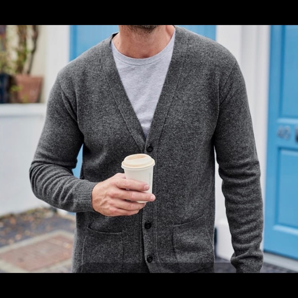 Chaps brown button down sweater